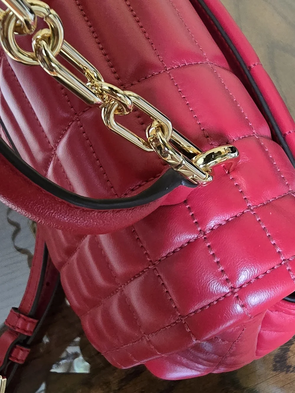 Michael Kors Red Quilted Leather Top-Handle Bag